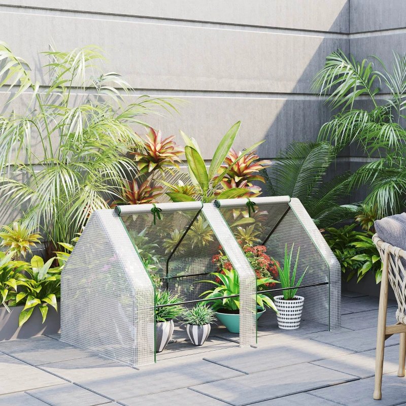 Portable Mini Greenhouse, Outdoor Garden With Large Zipper Doors And Water UV PE Cover