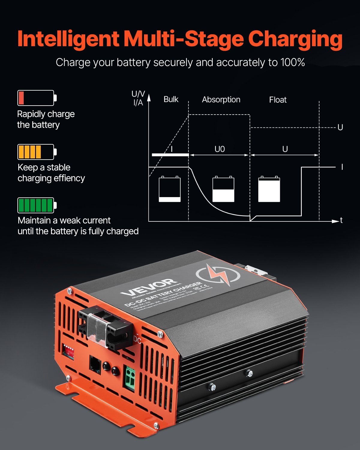 12V 30A DC To DC Charger Battery Charger 375W For Lead-Acid And Lithium AGM GEL - Image 3