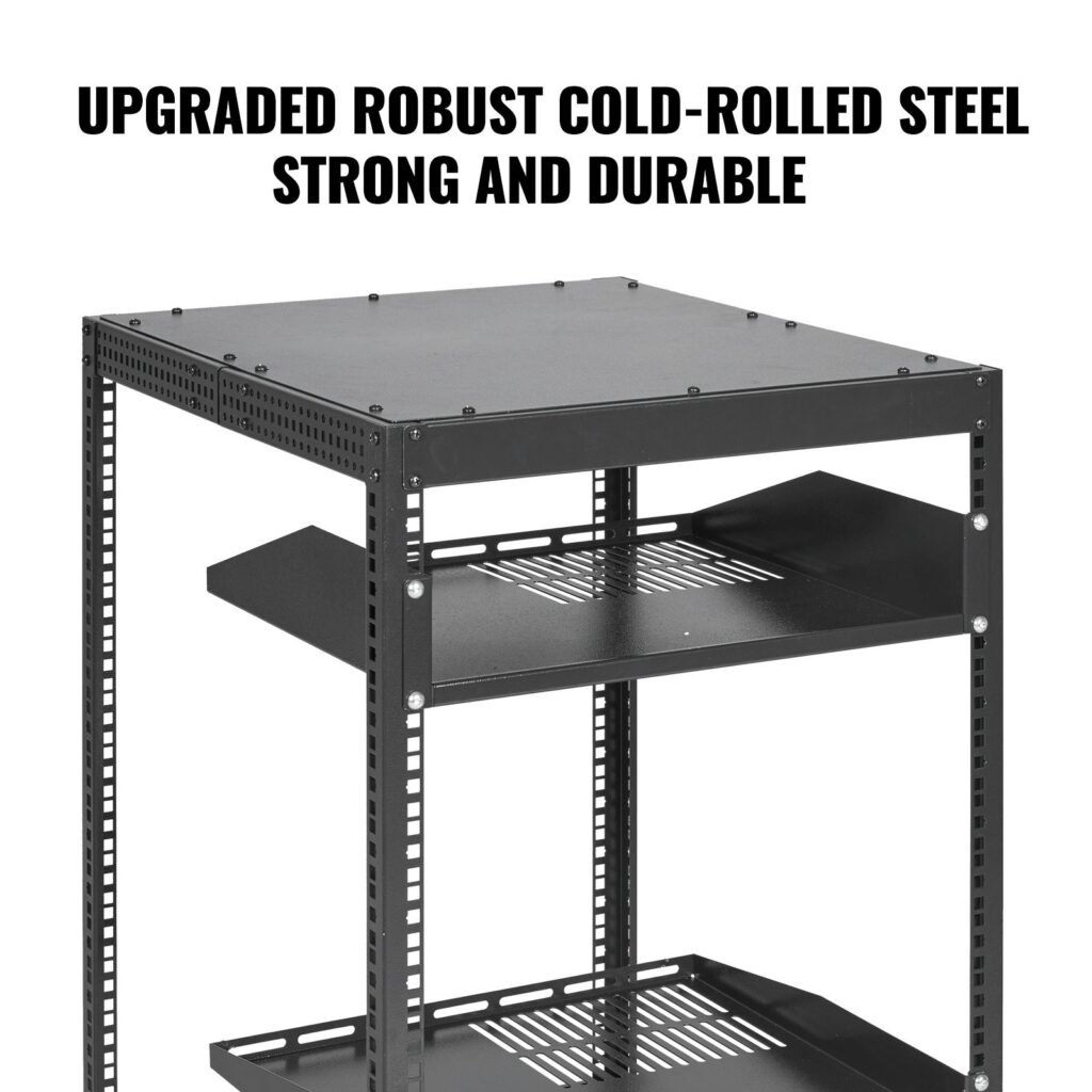 20U Open Frame Server Rack, 15''-40'' Adjustable Depth, Free Standing Or Wall Mount Network Server Rack, 4 Post AV Rack With Casters, Holds All Your Networking IT Equipment AV Gear Router Modem