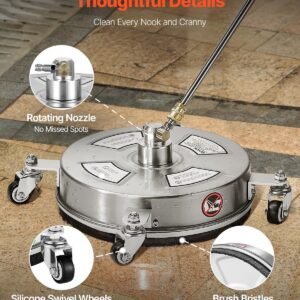 14' Pressure Washer Surface Cleaner 4 Wheels 4000 Max PSI 2 Extended Wands - Image 4