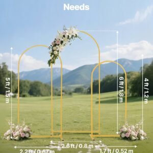 Arch Backdrop Stand, Set Of 3, 6/5/4 Ft, Stable Structure, Easy Assembly, Gold Metal Arch Backdrop Stand For Wedding, Birthday Party, Graduation, Holiday Celebration, And Ceremony Decoration - Image 2