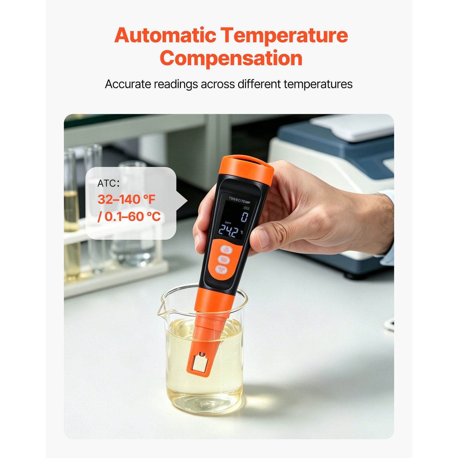 TDS Meter, 0-9990 Ppm Measuring Range, EC (Conductivity) /TDS (ppm) Multi-Parameter Measurement, Digital Water Tester With ATC, Clear VA Display Screen, For Drinking Water Quality Testing - Image 2