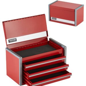 Tool Box 8.6-inch Portable Metal Tool Box 3 Drawers Tool Organizer Red - Image 10