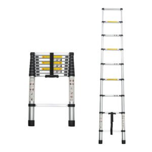 Telescoping Ladder 8.5FT, Telescopic Extension Ladder, Aluminum Alloy Folding Ladder Portable Multi-Purpose for Indoor Outdoor Work, Heavy Duty 300 lbs Load - Image 8