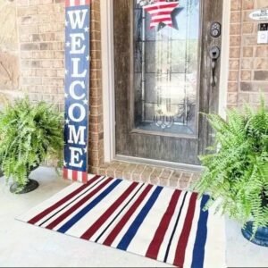 "American Flag Doormat - Patriotic USA Flag Welcome Mat, Non-Slip Indoor/Outdoor Front Door Rug, Veterans Day Gift, Porch Home Decor - Red White And Blue Stars & Stripes Design" - Image 3