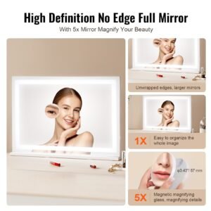 Lighted Makeup Mirror 3 Color Vanity W/ USB Desktop Wall-mount 31.5x21.7in - Image 3