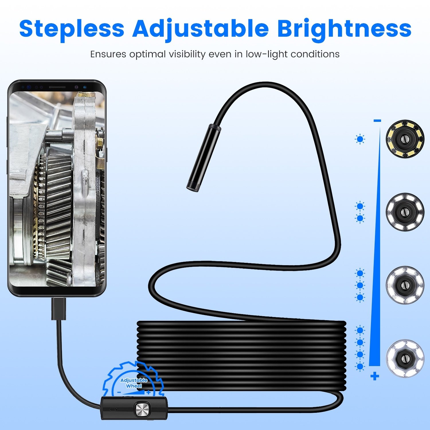 1Set Endoscope Camera 1920P HD IP67 Waterproof Inspection Borescope Tool With Light And 8 & 1 Dual Lens 16.4ft Semi Rigid Snake Cable Stepless Brightness APP Control For IOS And Android - Image 4