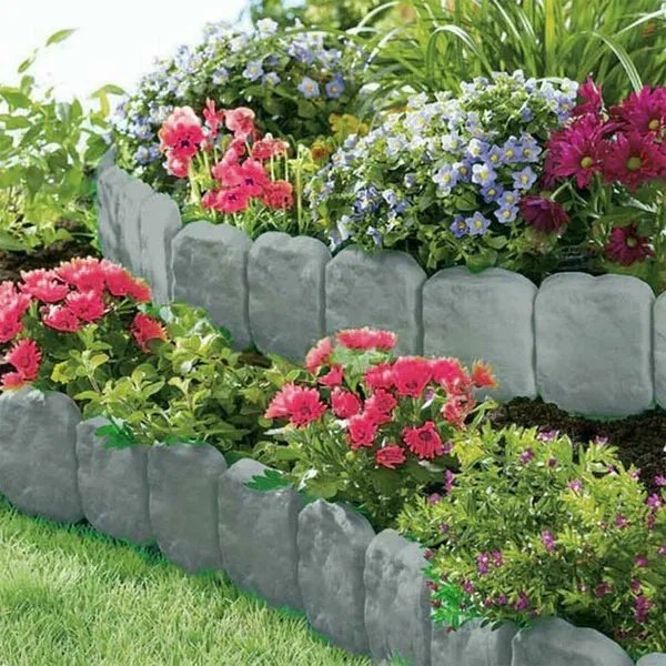 20 Pieces Of Pebble Effect Plastic Garden Lawn Edge Decorative Strip