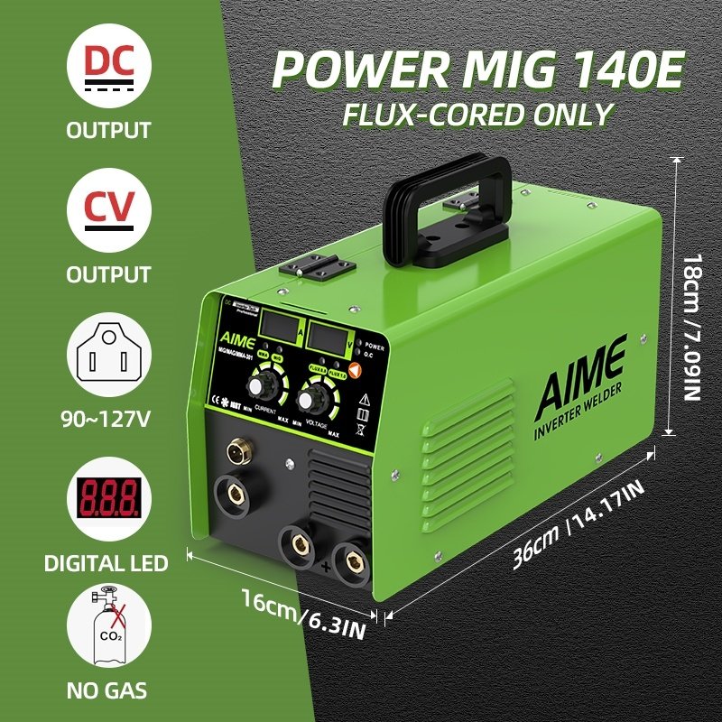 140A 3 In 1 MIG Welder, Solid Wire, MIG Lift TIG Manual Welding Equipment 10 IGBT Inverter, Synergistic Control, LED Display