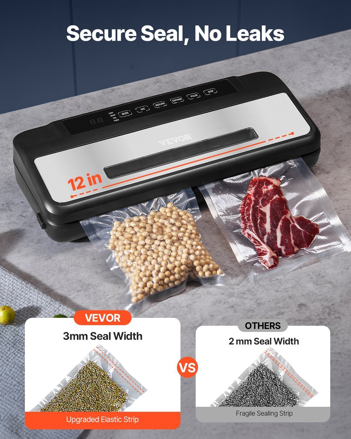 7-in-1 Vacuum Sealer Machine Fast-Compact Automatic Food Saver 120W Bags & Roll - Image 4