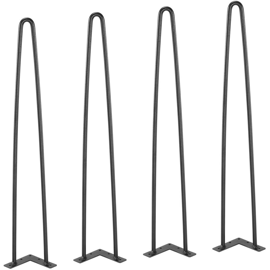 28' Hairpin Furniture Legs, Metal Home DIY Projects For Nightstand, Coffee Table, Desk, 500lbs Load Capacity With Rubber Floor Protectors, Metal Heavy Duty Sturdy Modern Table Legs, 4PCS Black