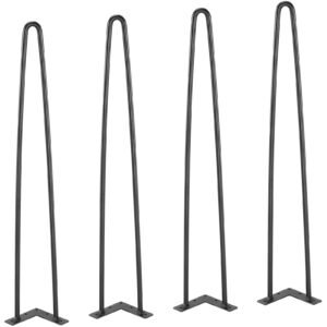 28' Hairpin Furniture Legs, Metal Home DIY Projects For Nightstand, Coffee Table, Desk, 500lbs Load Capacity With Rubber Floor Protectors, Metal Heavy Duty Sturdy Modern Table Legs, 4PCS Black - Image 1