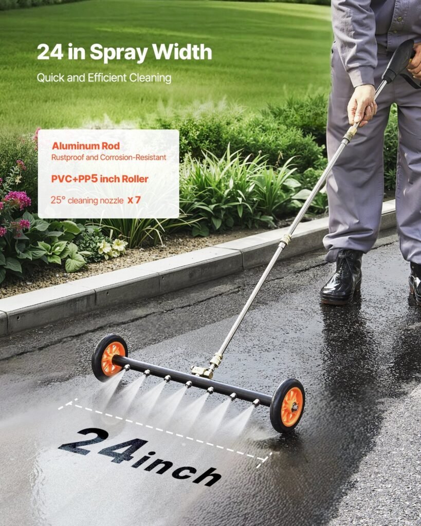 24' Pressure Washer Undercarriage Cleaner With 2 Wheels 2 Extended Wands