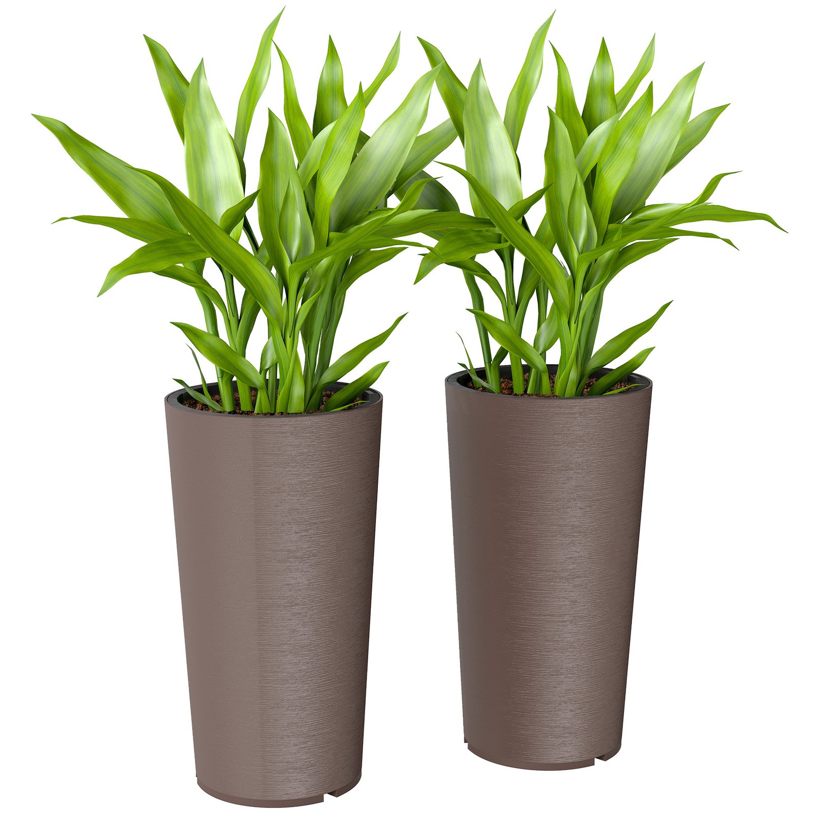29 Inch Outdoor Planter, Set of 2 Plastic Flower Pots, Weather and UV Resistant Stackable Large Planters, Brown - Image 9