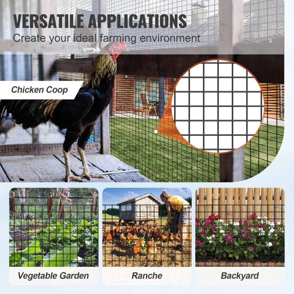 Hardware Cloth, 24'' X 100' Galvanized Wire Mesh Roll, 19 Gauge Chicken Wire Fence Roll, Vinyl Coating Metal Wire Mesh For Chicken Coop Barrier, Rabbit Snake Fences, Poultry Enclosures