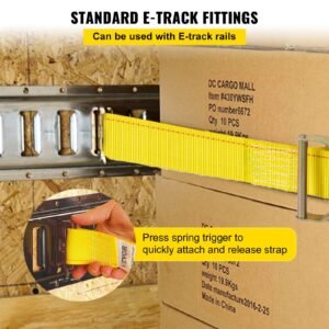 E Track Ratchet Strap, 18PCS 2' X 15' E-Track Straps 4400 LBS Breaking Strength, With Polyester Webbing & Spring Fitting & Ratchets, Durable Tie-Downs For Motorcycles, Tire, Trailer Loads - Image 4