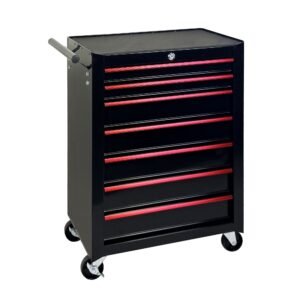 7-Drawer Rolling Tool Storage Cabinet With Detachable Top Tool Box, Universal Lockable Wheels, Adjustable Shelf, Locking Mechanism, Metal Tool Cart For Garage Workshop,Dark Space Black - Image 9