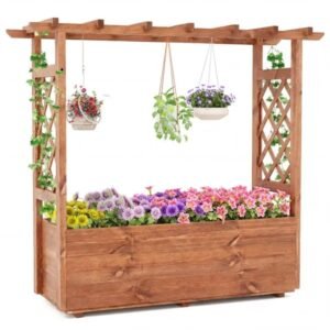 Natural Pine Wood Raised Garden Bed, 100% Solid Pine Construction & Hanging Roof Design - Image 5