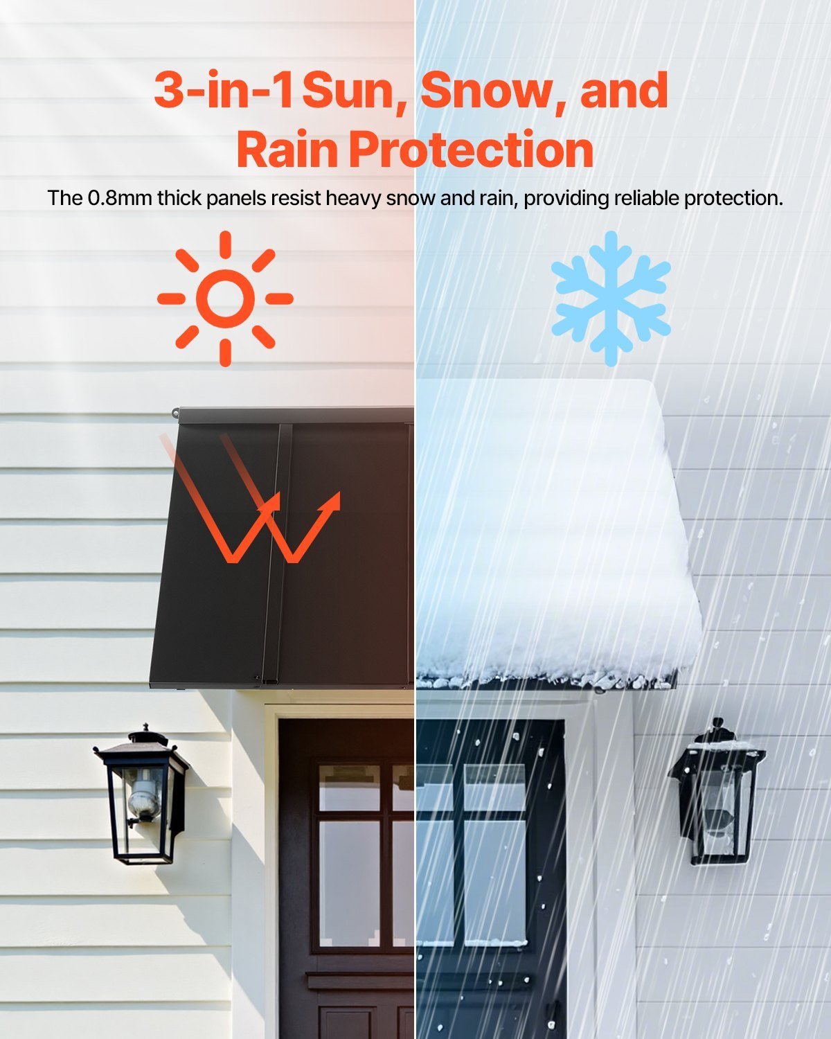 Window Awning Door Canopy 44x24 In Outdoor Steel Front Door Awnings Anti-Rust - Image 4