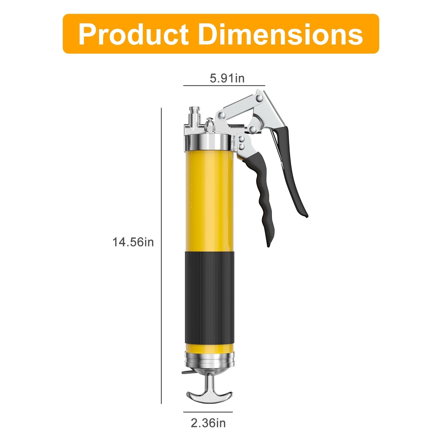 1Pc Grease Gun Kit Fit For 14 Oz Grease Tube 7000 PSI High Pressure Pistol Grip Grease Gun With Lock Coupler 11in Spring Flex Hose Jaw Couplers Sharp Nozzles - Image 7