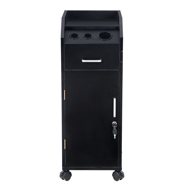16mm Particle Board, ABS Tray,, Black Hair Salon Tool Cart
