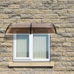 80x38in Door Window Awning With Brown Polycarbonate Panel & Black Bracket, Outdoor Rain Snow Sun Shade Cover, Durable 10-Year Lifespan, Easy Install - Image 10