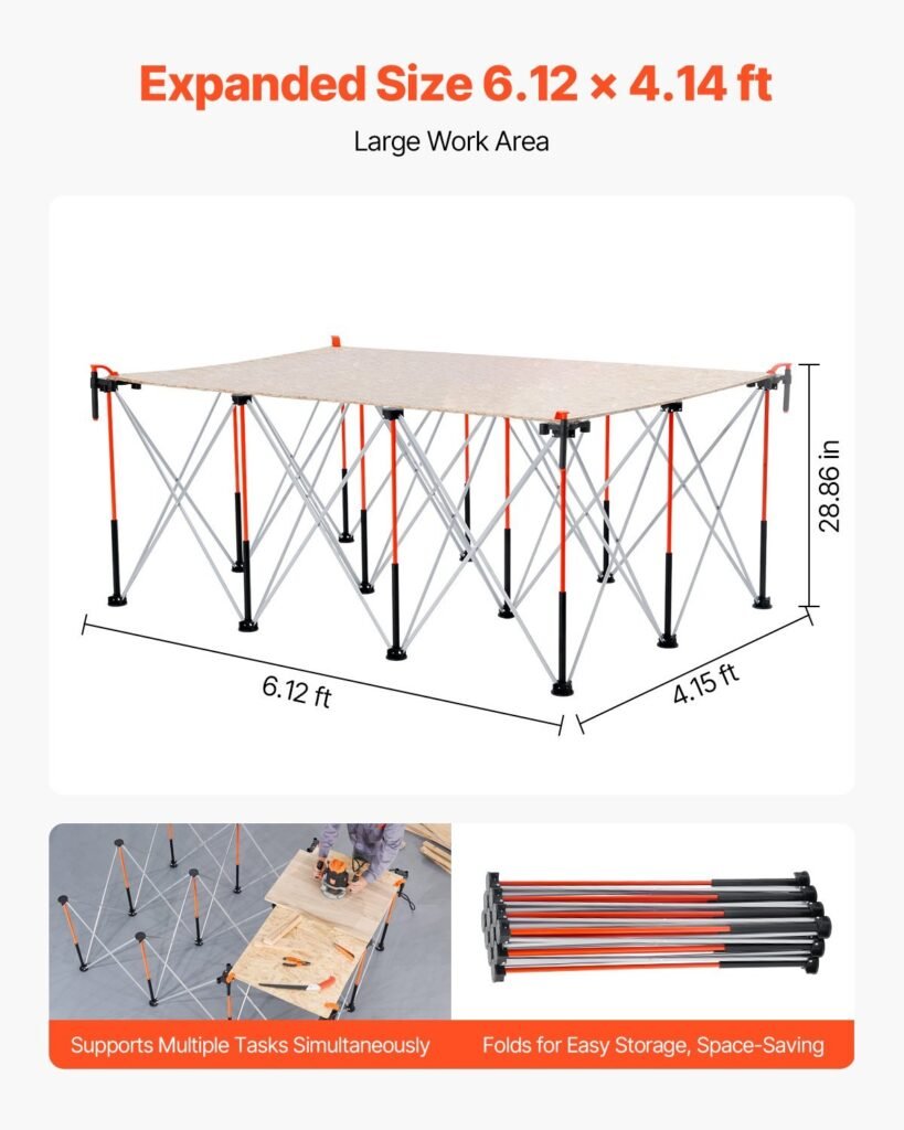 Portable Folding Workstand 6.12 X 4.14ft Collapsible Work Stand 4500lbs Capacity