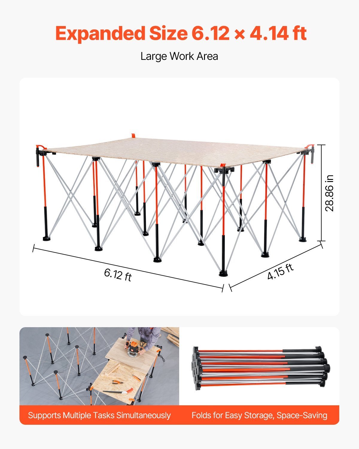 Portable Folding Workstand 6.12 X 4.14ft Collapsible Work Stand 4500lbs Capacity - Image 5