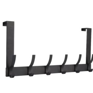 Door Hooks, Door Towel Rack, With 12 Hooks For Hanging Clothes, Coats, Towels, And Hats, 1 Piece, Black. - Image 6