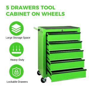 Excelo 5 Drawer Rolling Tool Chest, Steel Storage For Garage And Workshop - Image 7