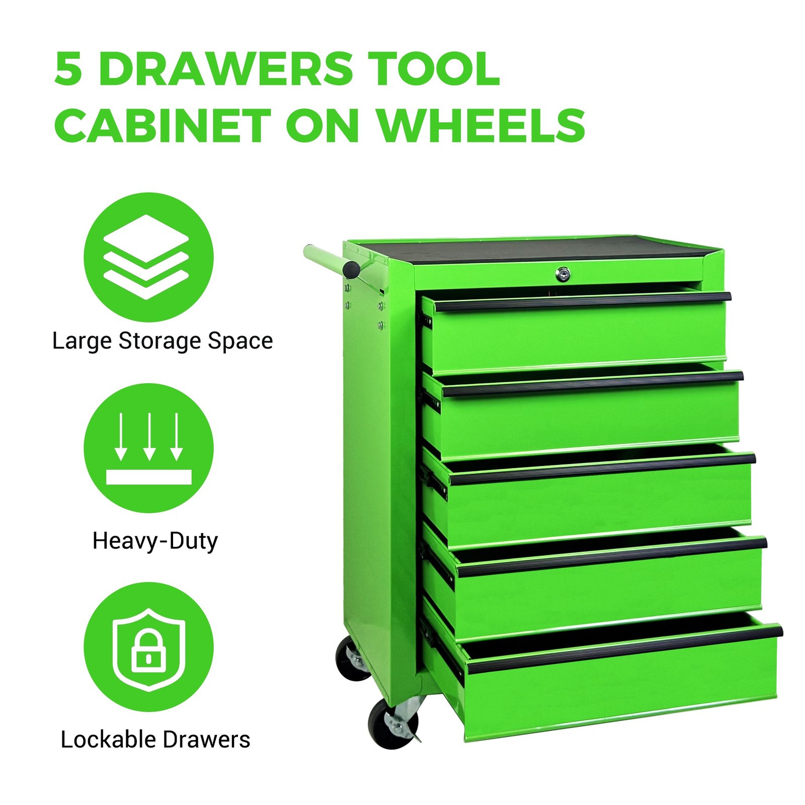 Excelo 5 Drawer Rolling Tool Chest, Steel Storage For Garage And Workshop - Image 7