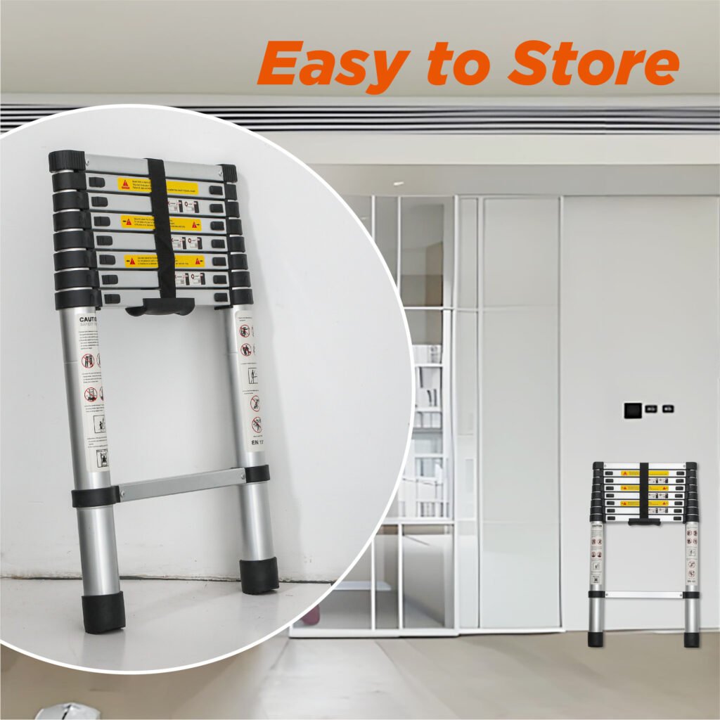 Telescoping Ladder 8.5FT, Telescopic Extension Ladder, Aluminum Alloy Folding Ladder Portable Multi-Purpose For Indoor Outdoor Work, Heavy Duty 300 Lbs Load