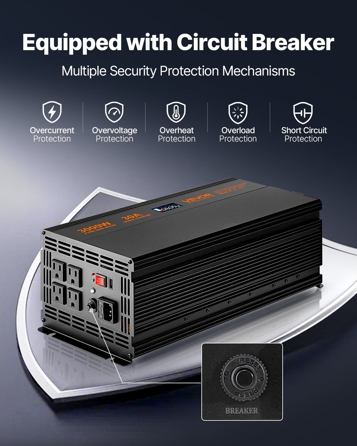 Sump Pump Battery Backup System 3000W LCD Auto Switches To Battery Inverter - Image 4
