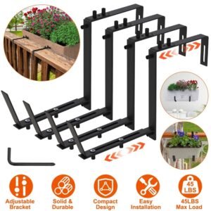 Adjustable Heavy-Duty Iron Planter Bracket - 6.1-11.6' Extendable Tray & 2.36-6.9' Two-Level Adjustable Hook - Image 6