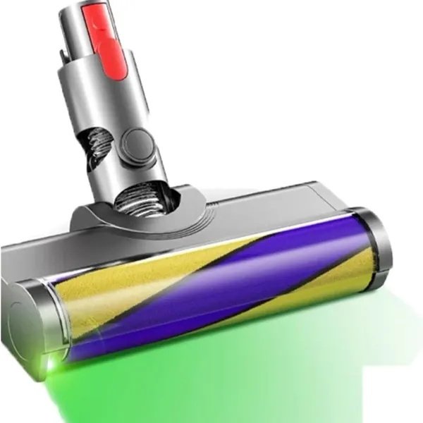Electric Floor Brush Bristle Soft Fleece Roller Brush For Dyson V7 V8 V10 V11 V7 V11XB Vacuum Cleaner Models, Yellow And Blue Soft Fleece (Green Light)