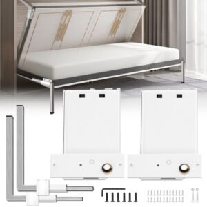 Murphy Mounting Wall Springs Mechanism Heavy Duty Support Hardware DIY Kit For Queen Twin Size Bed (Horizontal), White - Image 1