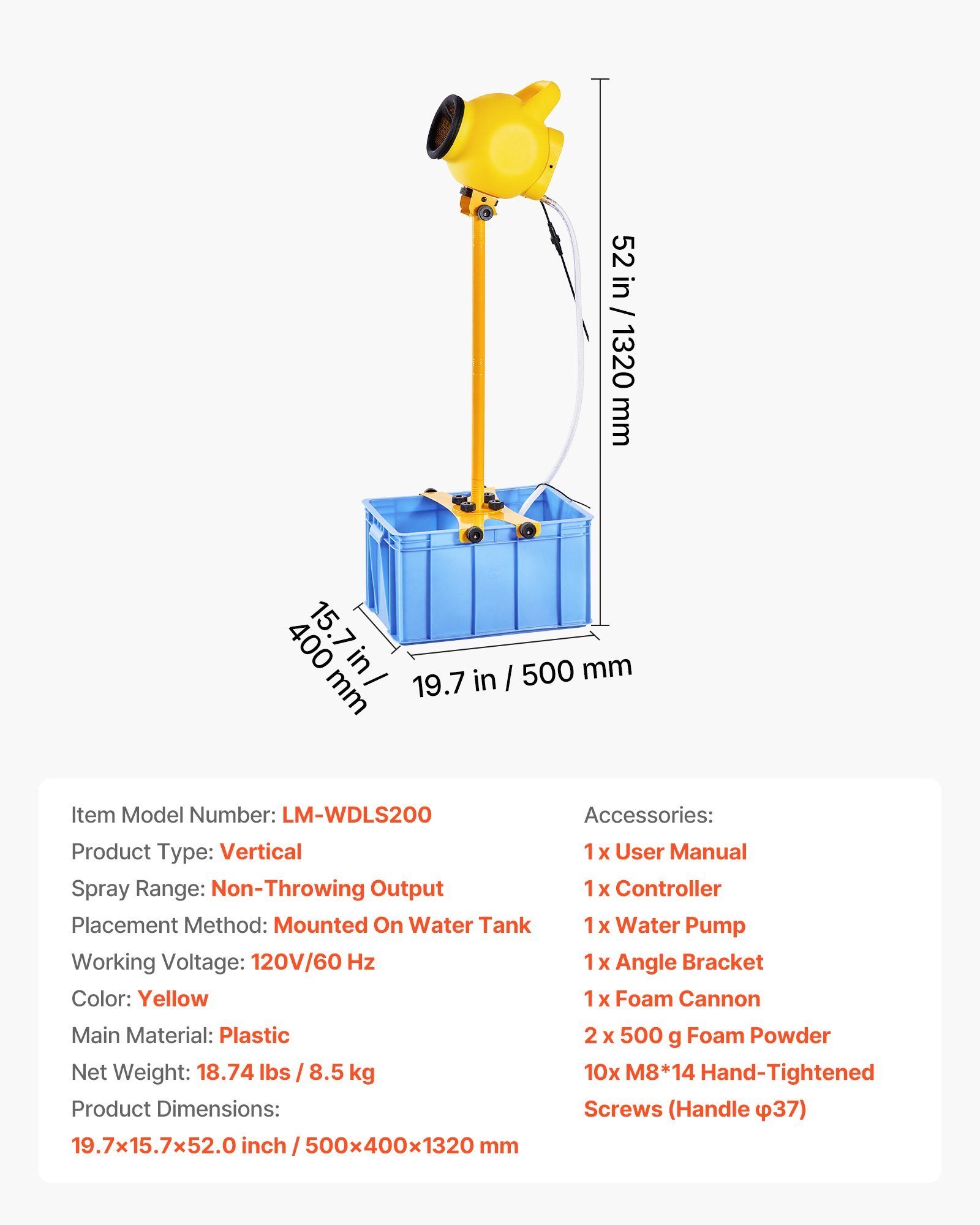 Foam Machine, Adjustable Angle Control Foam Cannon Party Machine, Bubble Cannon With 37QT Water Tank, Stable Vertical Design, Dense Foams Maker For Gatherings, Celebrations & Party - Image 6