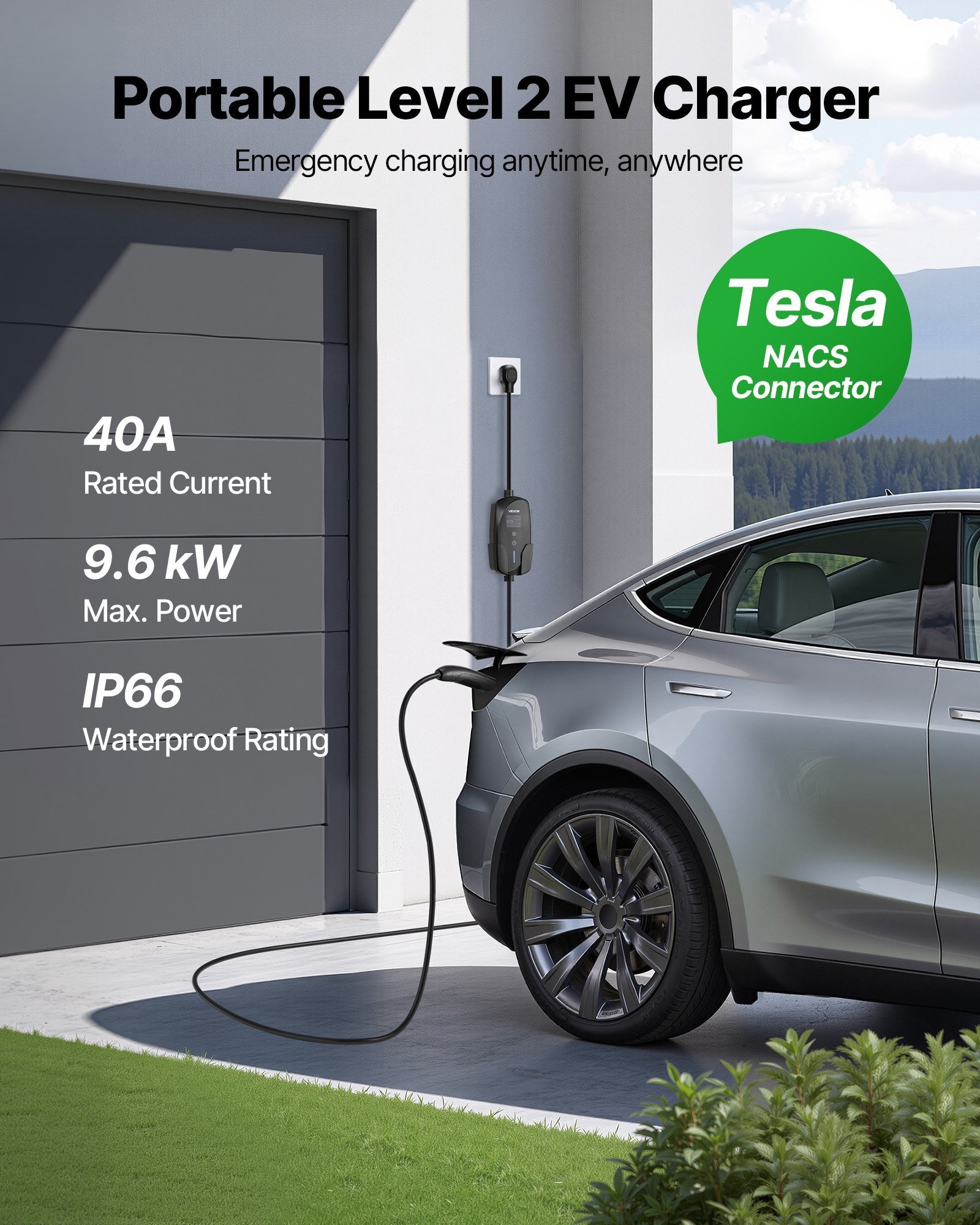 Level 2 Tesla Charger 40A EV Charger 240V NEMA 14-50P With 25 Ft Cable - Image 5