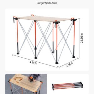 Portable Folding Workstand 4.15 X 2.18ft Collapsible Work Stand 2500lbs Capacity - Image 4