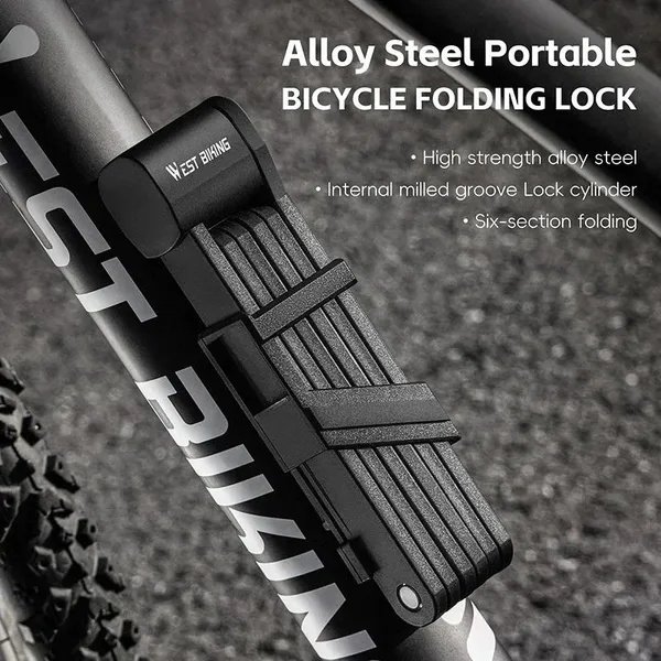 Bicycle Folding Lock 2 Keys 87cm High Security Alloy Steel Lock For MTB Road Bike E-Bike Anti-Theft Foldable Lock