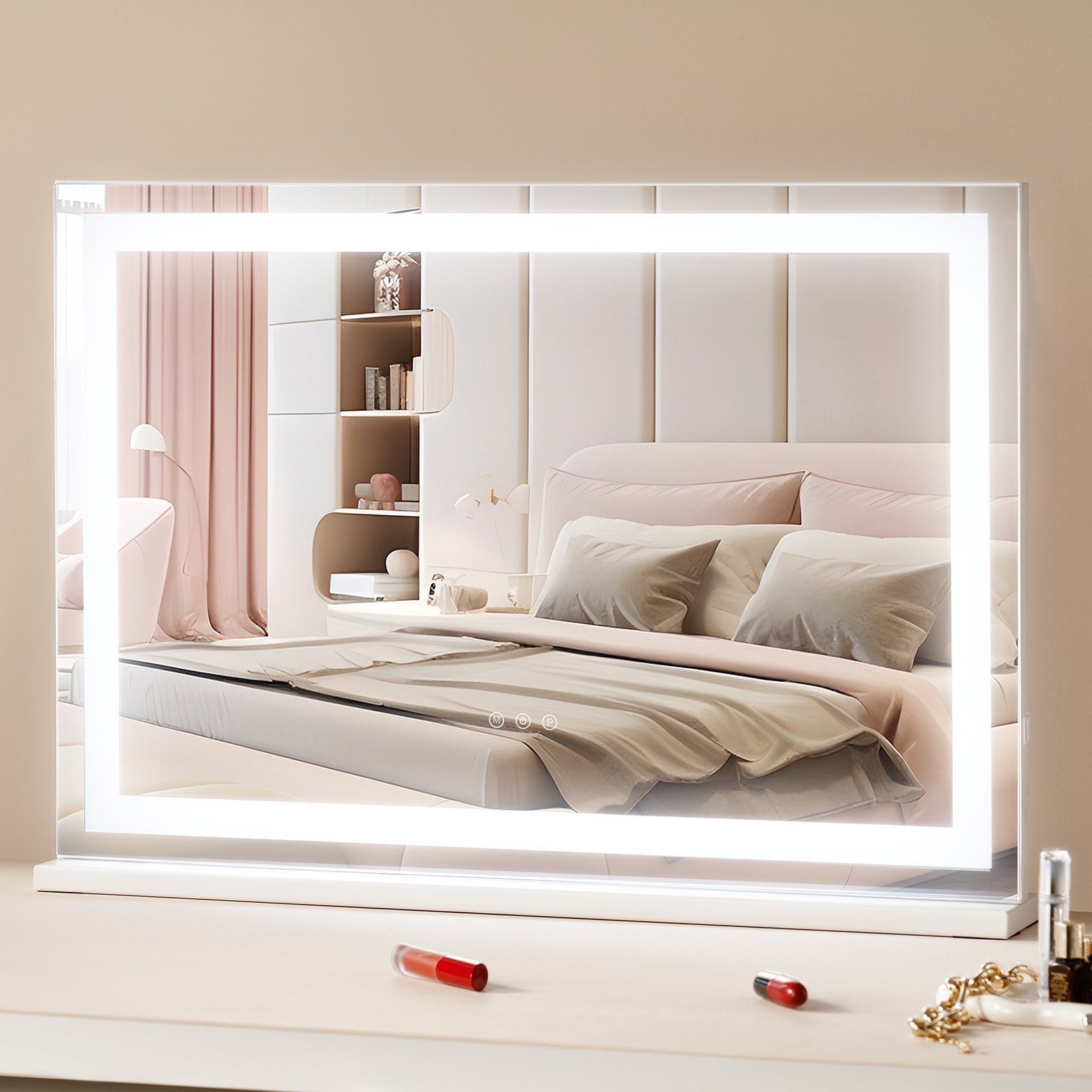 Lighted Makeup Mirror 3 Color Vanity W/ USB Desktop Wall-mount 31.5x21.7in - Image 6