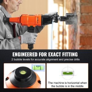 Diamond Core Drilling Machine, 4in Handheld Wet Concrete Core Drill Rig, 1100-2400RPM Two Speed & 1-1/4' Thread & 2 Bubble Levels, 3-4in Drilling Diameter For Concrete Brick Block Stone, 1500W - Image 4