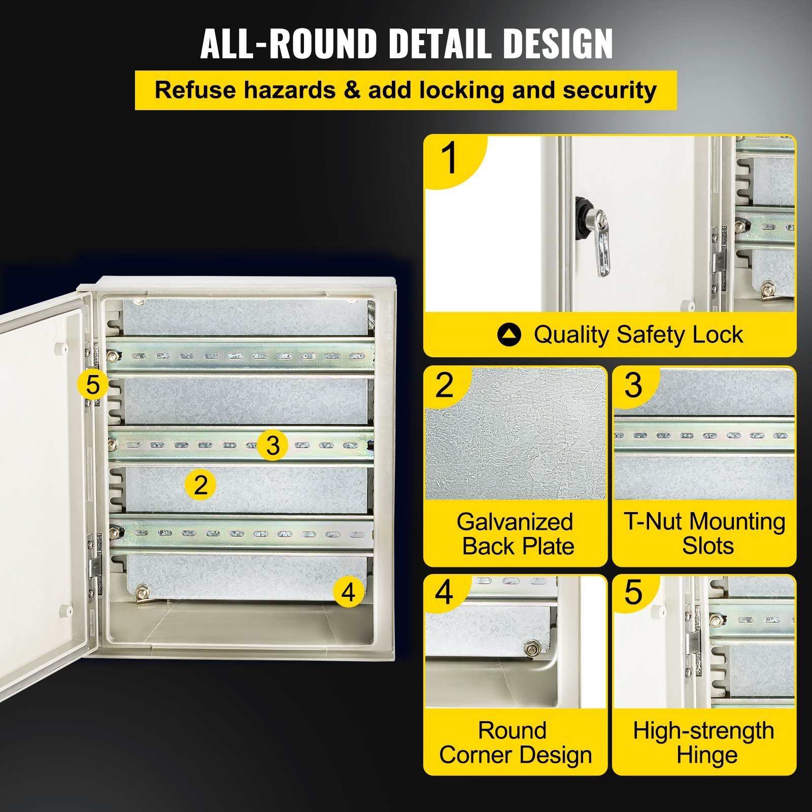 Fiberglass STELL Enclosure, 12 X 10 X 6'' NEMA 4X Fiberglass Electrical Box, IP66 Waterproof & Dustproof, Outdoor/Indoor Electrical Junction Box, With Mounting Plate(30 X 25 X 14 Cm) - Image 2