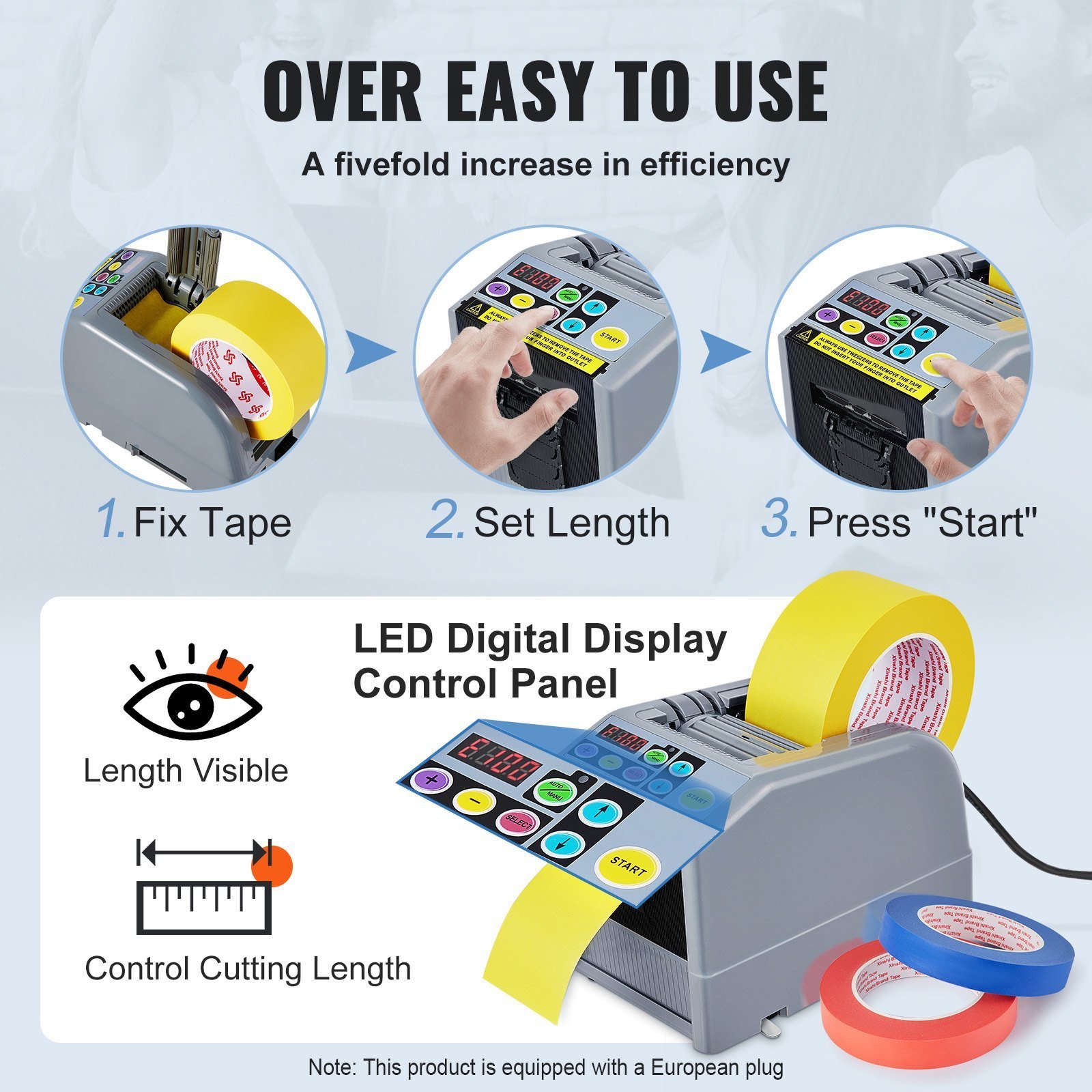 Automatic Tape Dispenser Adhesive Electric Tape Cutter Packaging Machine Tape Cutting Machine 6-60mm Tape Width - Image 4