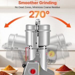 750g Electric Grain Mill Grinder, 2000W 28000RPM High Speed Spice Corn Dry Grinding Machine, Stainless Steel Pulverizer Powder Machine For Dried Grains Coffee Beans Spices Nuts (270° Swing Type) - Image 3