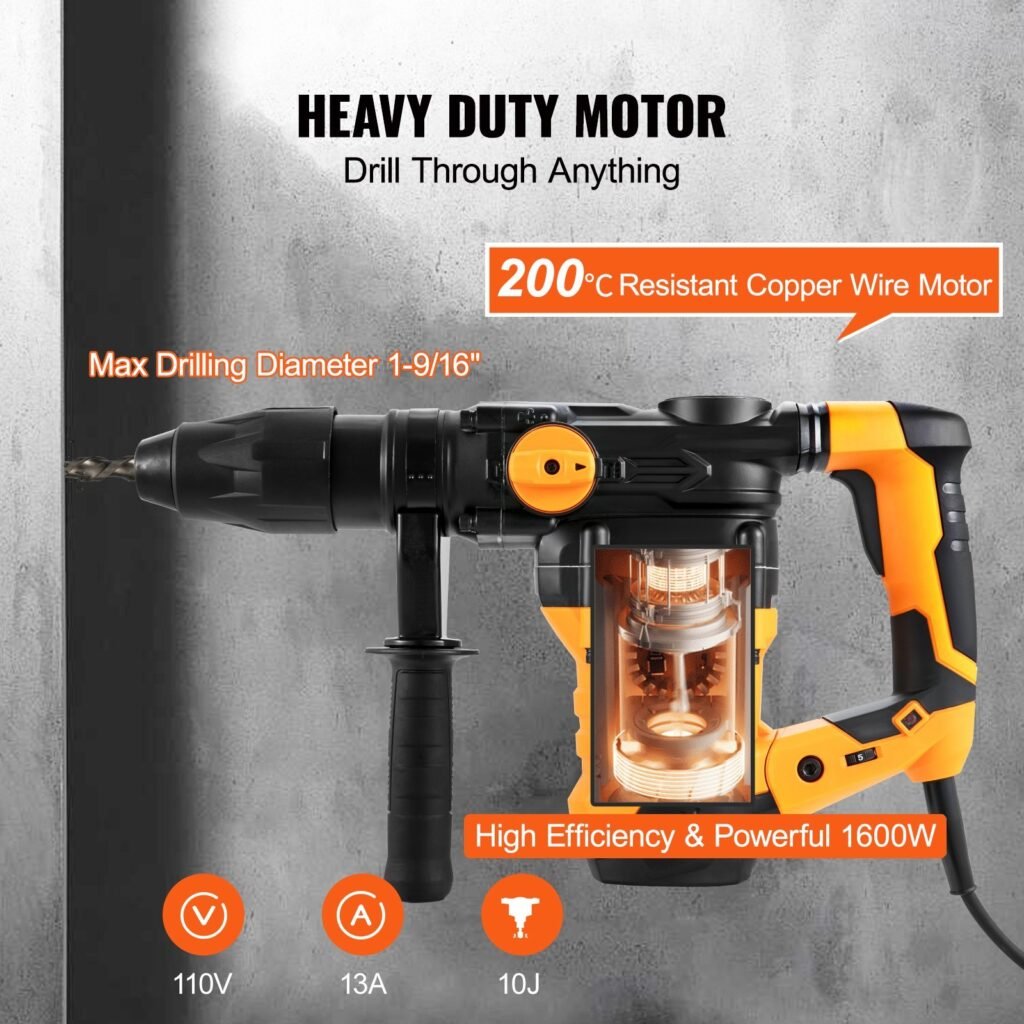 Rotary Hammer Drill Corded Drills 1-9'16' 3 Modes SDS-MAX Chipping Hammers