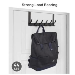 Door Hooks, Door Towel Rack, With 12 Hooks For Hanging Clothes, Coats, Towels, And Hats, 1 Piece, Black. - Image 2