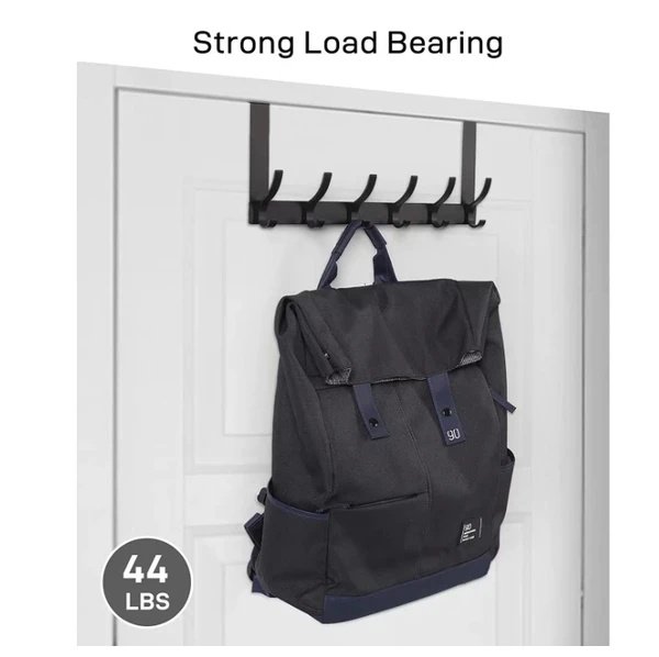 Door Hooks, Door Towel Rack, With 12 Hooks For Hanging Clothes, Coats, Towels, And Hats, 1 Piece, Black.