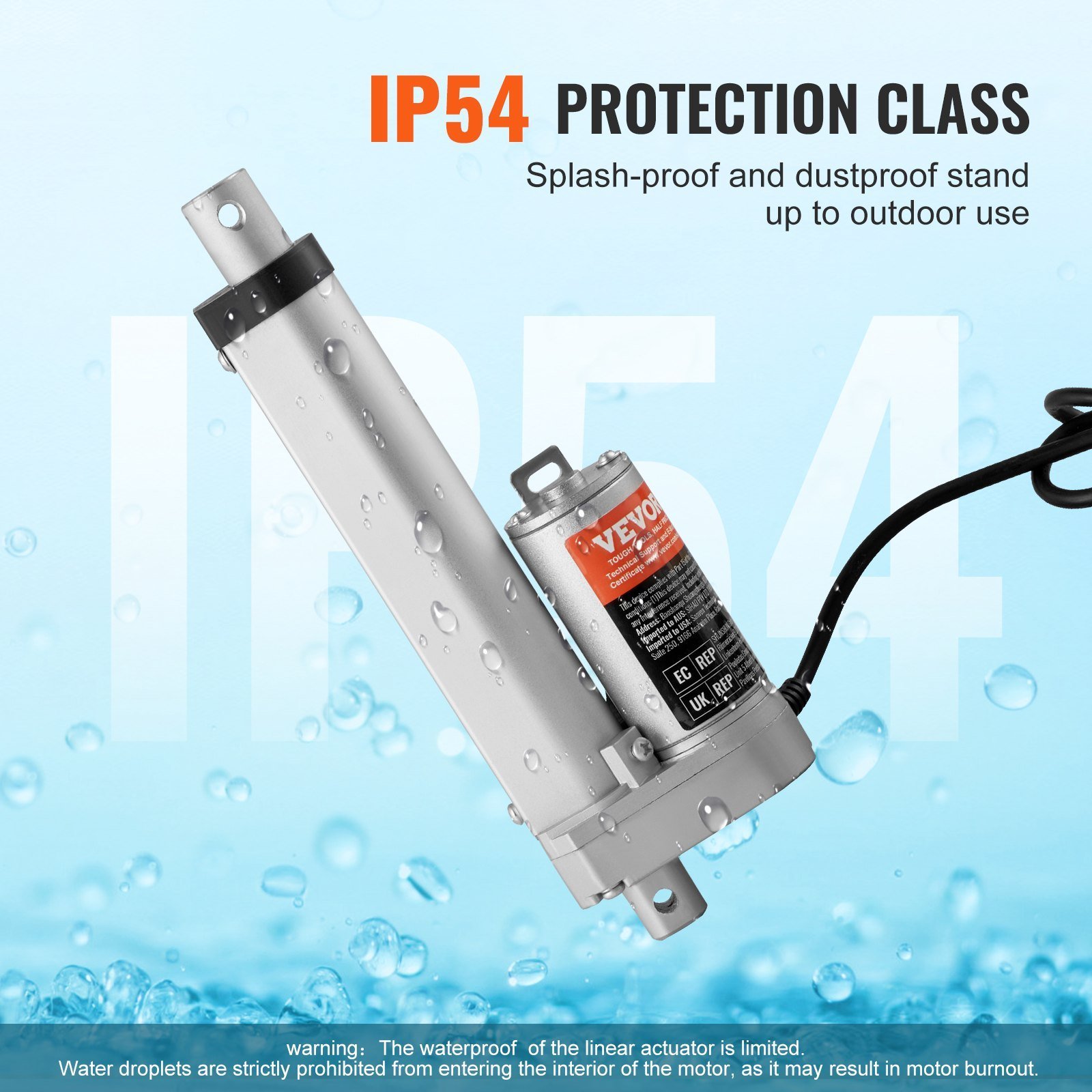 Linear Actuator 12V, 4 Inch High Load 330lbs/1500N Linear Actuator, 0.19'/s Linear Motion Actuator With Mounting Bracket And IP54 Protection - Image 5