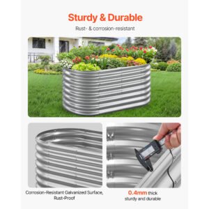 Metal Raised Garden Bed, 4 X 2 X 2 Ft Oval Outdoor Galvanized Planter Garden Box, Open Bottom Design, Large Planter Raised Bed For Growing Vegetables, Flowers, And Succulents, Galvanized Color - Image 4